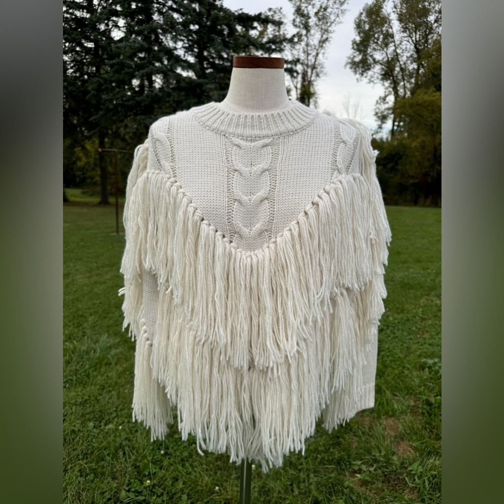 Hot & Delicious Cream Fringe Sweater